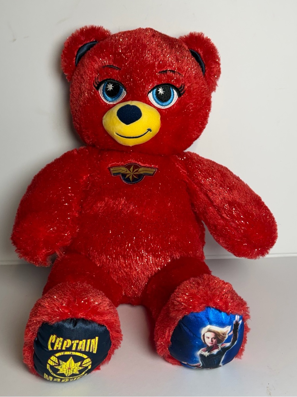 Build a Bear CAPTAIN MARVEL Universe 16" Red Shimmer Plush Stuffed Teddy